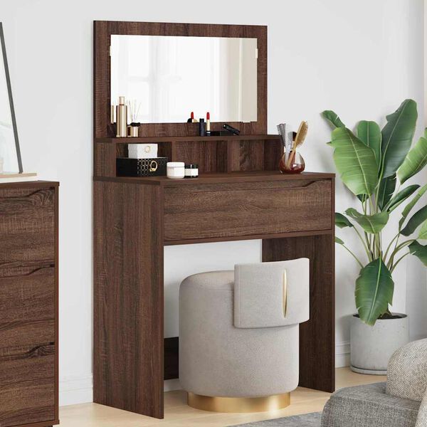 vidaXL Tables de maquillage pour chambre Ch&ecirc;ne brun 80 x 39,6 x 135 cm