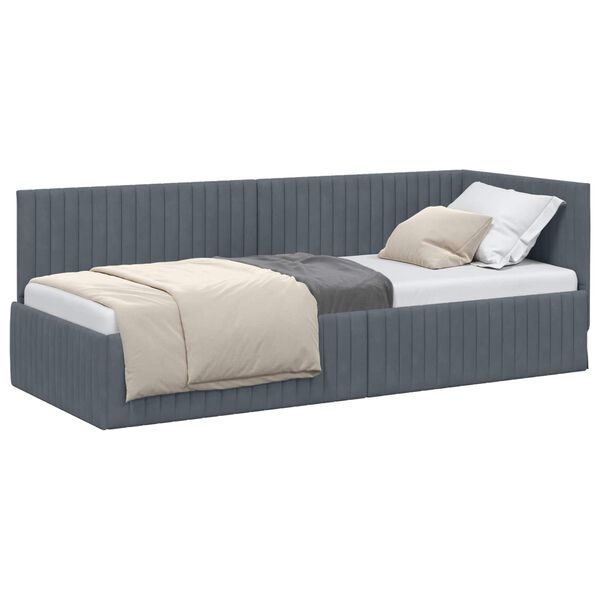 vidaXL Cadre de lit d'angle Gris fonc&eacute; 80 cm x 200 cm Velours