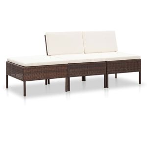 vidaXL Salon de jardin 3 pcs avec coussins R&eacute;sine tress&eacute;e Marron