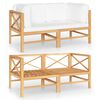 vidaXL Canap&eacute; de jardin 2 places avec coussins cr&egrave;me Bois de teck