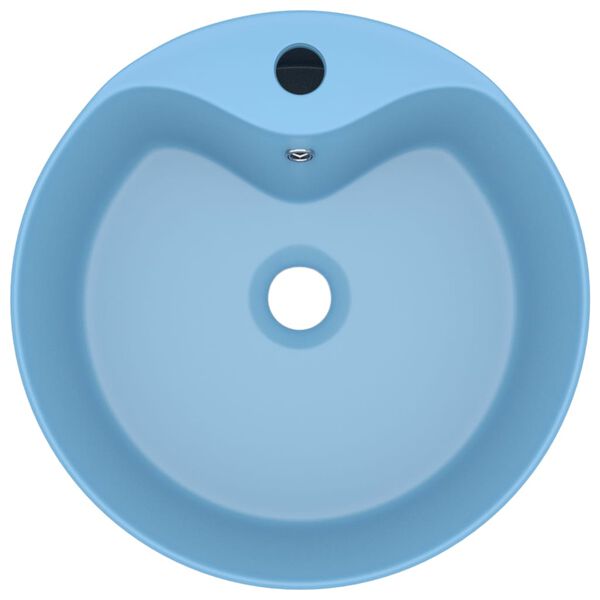 vidaXL Lavabo de luxe avec trop-plein Bleu clair mat 36x13cm Céramique