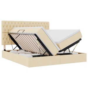 vidaXL Lit de Rangement avec t&ecirc;te de lit Cr&egrave;me 180 x 200 cm Tissu
