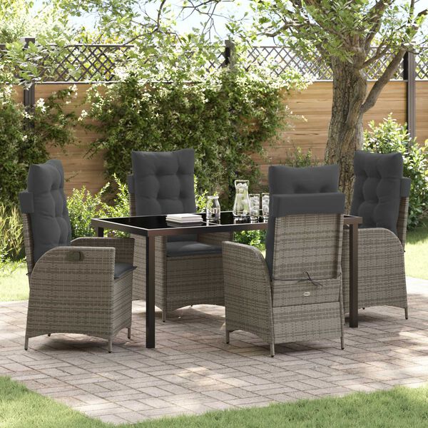 vidaXL Ensemble de salle &agrave; manger pour jardin 5 pcs Gris polyrotin