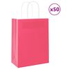 vidaXL Sacs en papier 50 pcs avec poign&eacute;es rose 21x11x28 cm