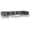 vidaXL Salon de jardin 8 pcs avec coussins blanc acier