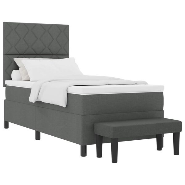 vidaXL Lit &agrave; ressorts avec matelas Gris fonc&eacute; 100 x 200 cm tissu