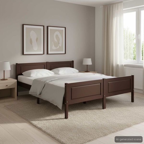 vidaXL Cadre de lit sans matelas pin massif marron fonc&eacute; 120x200 cm