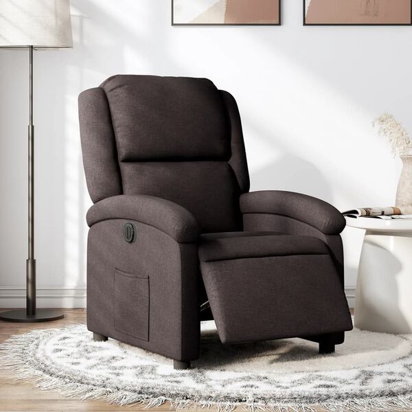 vidaXL Fauteuil inclinable électrique Marron foncé Tissu