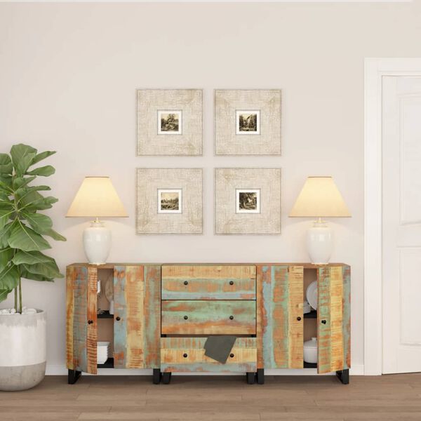 vidaXL Buffets 3 pcs Bois massif de r&eacute;cup&eacute;ration
