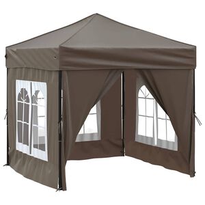vidaXL Tente de r&eacute;ception pliable avec parois Taupe 2x2 m