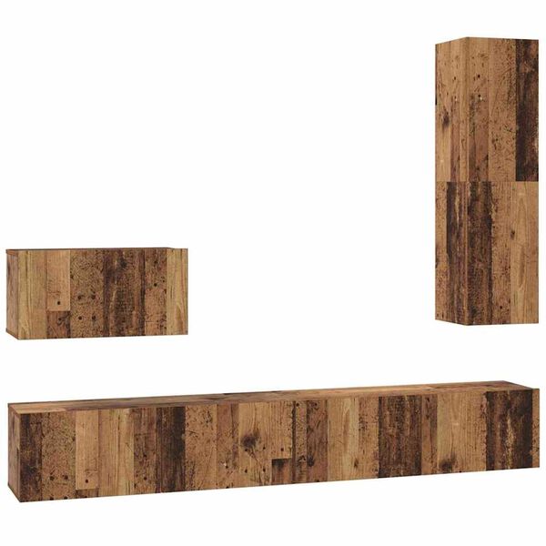 vidaXL Meuble TV mural 4 pcs Bois Ancien Bois d'ing&eacute;nierie