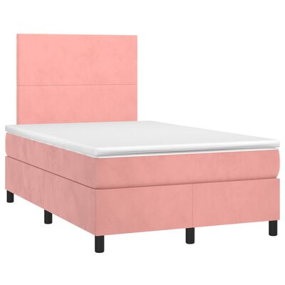 vidaXL Sommier à lattes de lit et matelas LED Rose 120x200 cm Velours