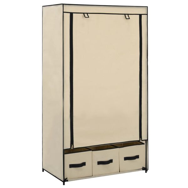 vidaXL Garde-robe Cr&egrave;me 87 x 49 x 159 cm Tissu