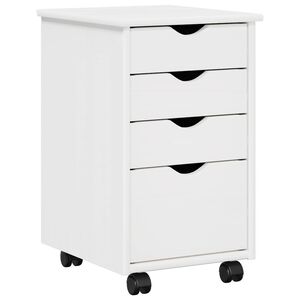 vidaXL Cabinet roulant avec roue Blanc 34 x 39 x 56 cm Pin massif