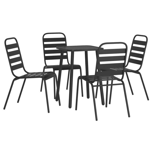 vidaXL Ensemble &agrave; manger de jardin 5 pcs anthracite acier