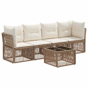vidaXL Ensemble de canap&eacute; de jardin 5 pc Beige polyrotin