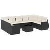 vidaXL Salon de jardin 10 pcs avec coussins noir r&eacute;sine tress&eacute;e