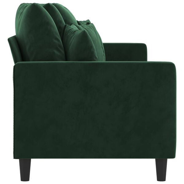 vidaXL Canap&eacute; &agrave; 3 places Vert fonc&eacute; 210 cm Velours