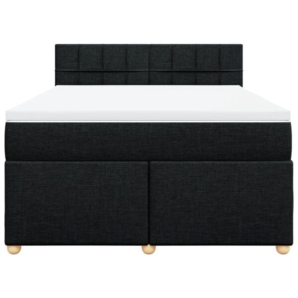 vidaXL Sommier &agrave; lattes de lit avec matelas Noir 140x200 cm Tissu