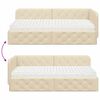 vidaXL Cadre de lit d'angle avec matelas Cr&egrave;me 100 x 200 cm tissu