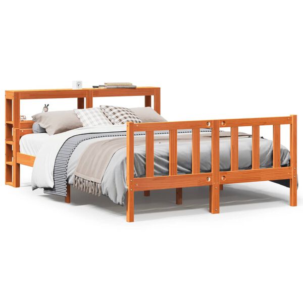 vidaXL Cadre de lit et t&ecirc;te de lit sans matelas cire marron 160x200 cm