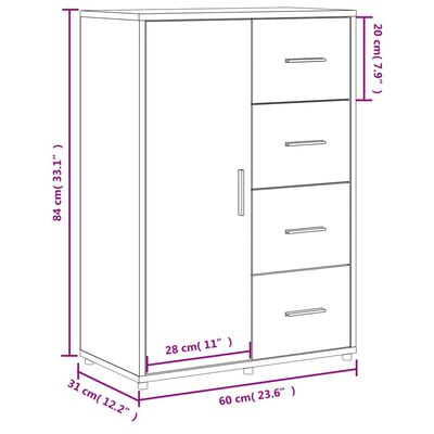 vidaXL Buffet blanc 60x31x84 cm bois d'ingénierie