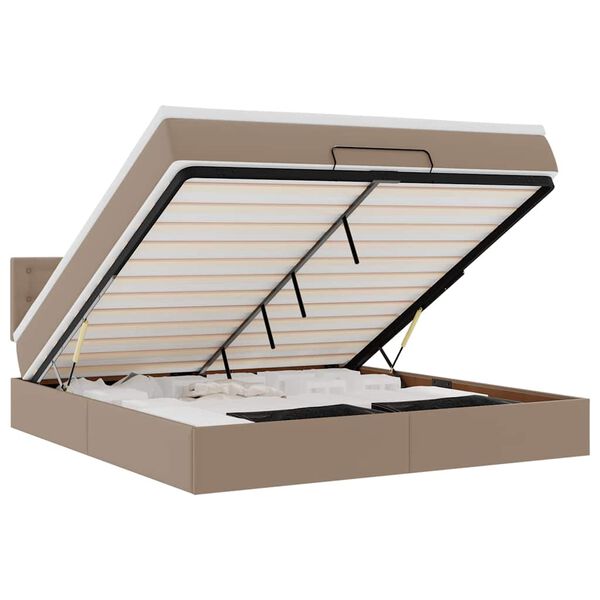 vidaXL Lit ottoman avec matelas & LED Cappuccino 160x200cm similicuir