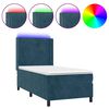vidaXL Sommier &agrave; lattes de lit matelas LED Bleu fonc&eacute; 90x190cm Velours