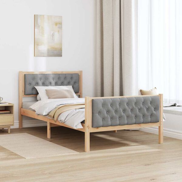 vidaXL Cadre de lit Gris clair 100 x 200 cm Pin massif