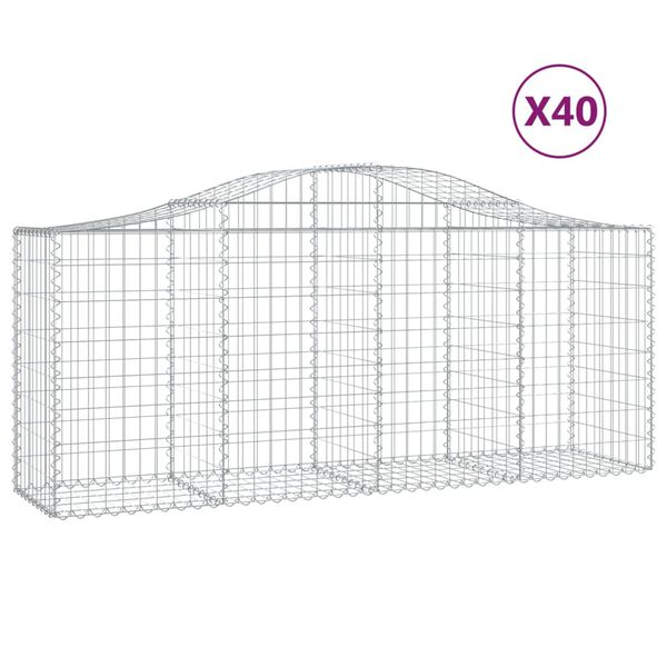 vidaXL Paniers &agrave; gabions arqu&eacute;s 40 pcs 200x50x80/100 cm Fer galvanis&eacute;