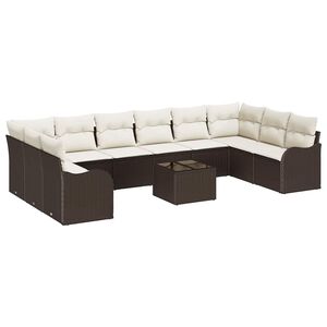 vidaXL Ensemble de canap&eacute; de jardin Marron polyrotin
