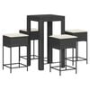 vidaXL Ensemble de bar de jardin 5 pcs avec coussins noir poly rotin
