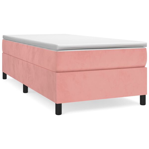 vidaXL Sommier &agrave; lattes de lit avec matelas Rose 90x190 cm Velours