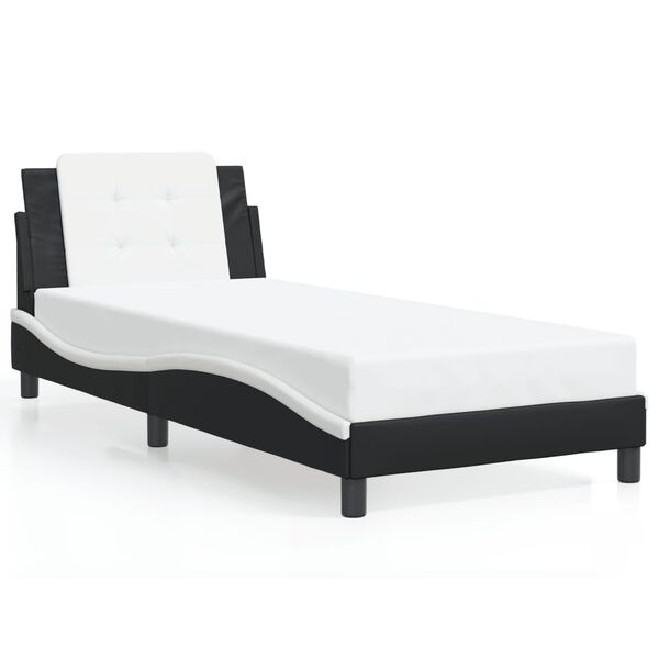 vidaXL Cadre de lit sans matelas Zadar noir et blanc 80x200 cm similicuir