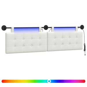 vidaXL T&ecirc;te de lit suspendue Avec lumi&egrave;re LED Blanc Simili cuir
