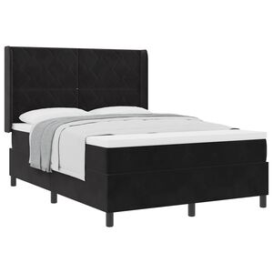 vidaXL Lit &agrave; ressorts avec matelas Noir 140 x 200 cm Velours