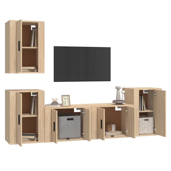 vidaXL Ensemble de meubles TV 5 pcs Ch&ecirc;ne sonoma Bois d'ing&eacute;nierie