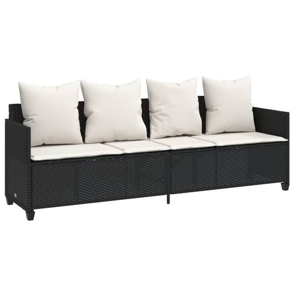 vidaXL Salon de jardin 5 pcs avec coussins noir r&eacute;sine tress&eacute;e