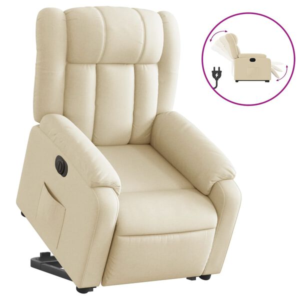 vidaXL Fauteuil inclinable &eacute;lectrique cr&egrave;me tissu