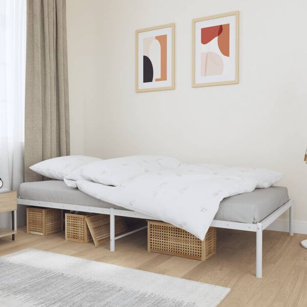 vidaXL Cadre de lit m&eacute;tal sans matelas blanc 100x200 cm