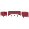 vidaXL Ensemble de canap&eacute;s Chesterfield 3pcs rouge bordeaux similicuir