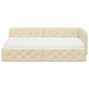 vidaXL Cadre de lit d'angle avec matelas Cr&egrave;me 90 x 200 cm tissu