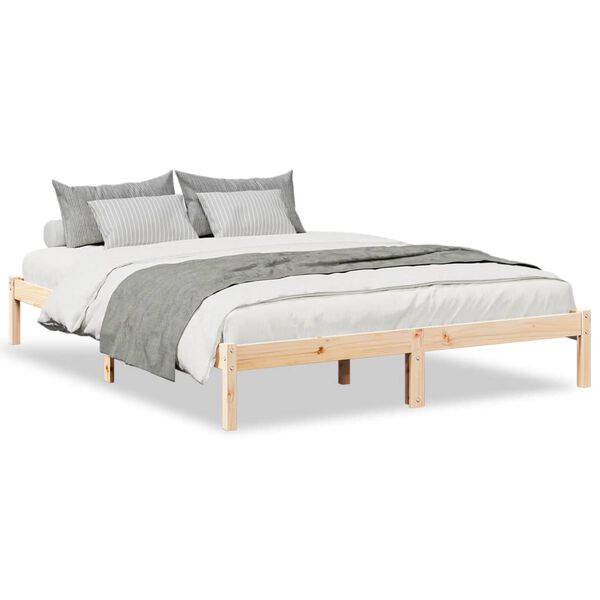 vidaXL Cadre de lit extra long sans matelas 160x220 cm bois massif pin