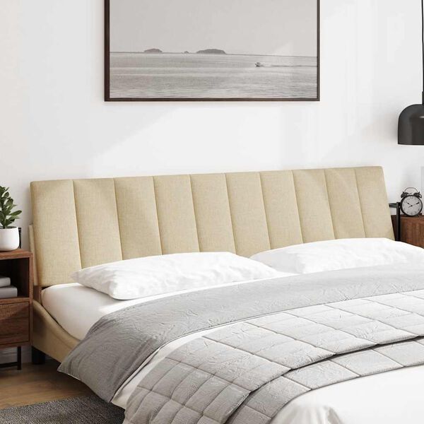 vidaXL Coussin de t&ecirc;te de lit Hanko cr&egrave;me 200 cm tissu