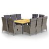 vidaXL Ensemble &agrave; manger de jardin 11 pcs r&eacute;sine tress&eacute;e gris