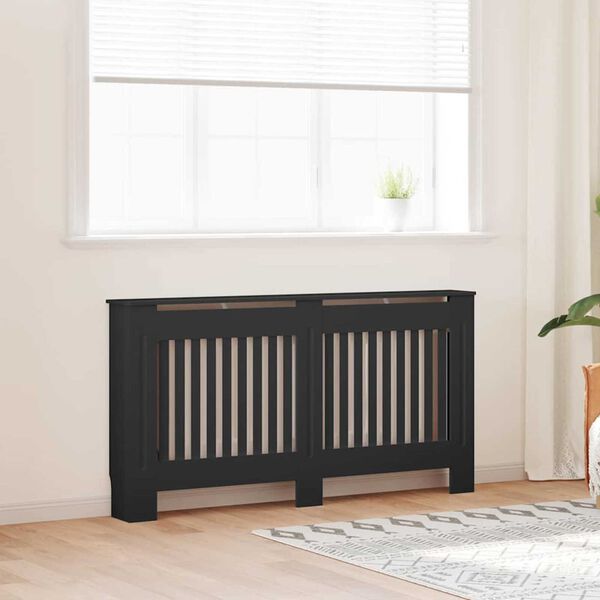 vidaXL Cache-Radiateur 2 pcs Noir 152 x 19 x 81,5 cm Bois d'ing&eacute;nierie