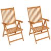 vidaXL Chaises de jardin lot de 2 et coussins vert Bois de teck massif