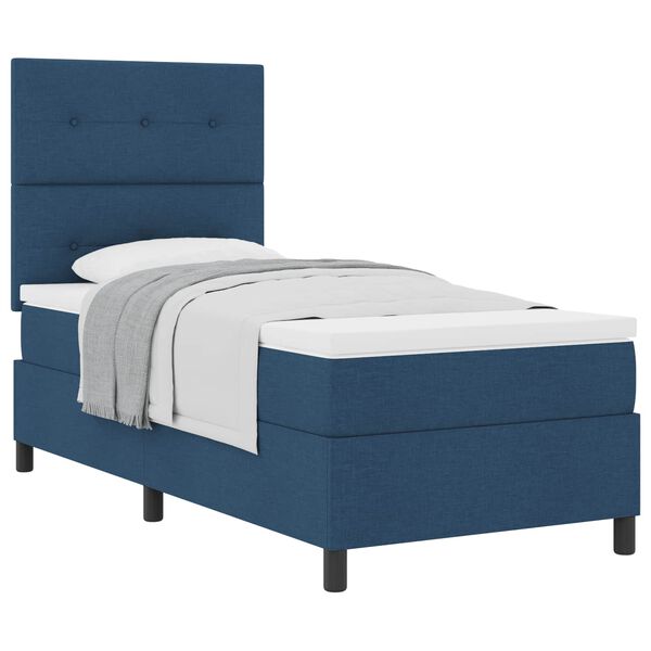 vidaXL Lit &agrave; ressorts avec matelas Bleu 90 x 190 cm tissu