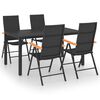 vidaXL Ensemble &agrave; manger de jardin 5 pcs noir et marron