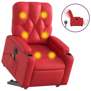 vidaXL Fauteuil inclinable de massage &eacute;lectrique rouge similicuir
